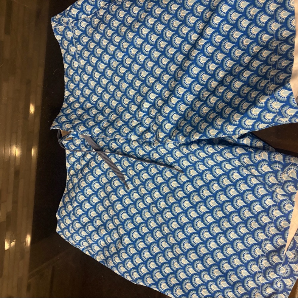 Fair Harbor Men’s Blue and White Geometric Swim Trunks